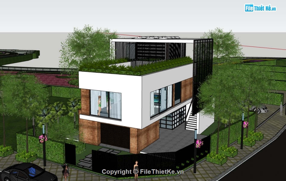 model su biệt thự 2 tầng,biệt thự hiện đại,biệt thự 2 tầng,Sketchup biệt thự,file sketchup biệt thự 2 tầng