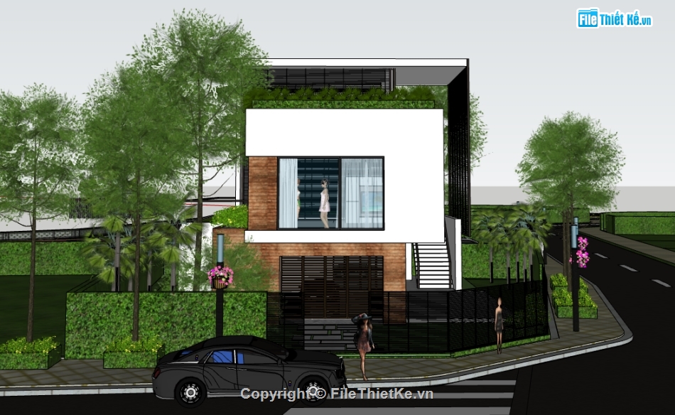 model su biệt thự 2 tầng,biệt thự hiện đại,biệt thự 2 tầng,Sketchup biệt thự,file sketchup biệt thự 2 tầng