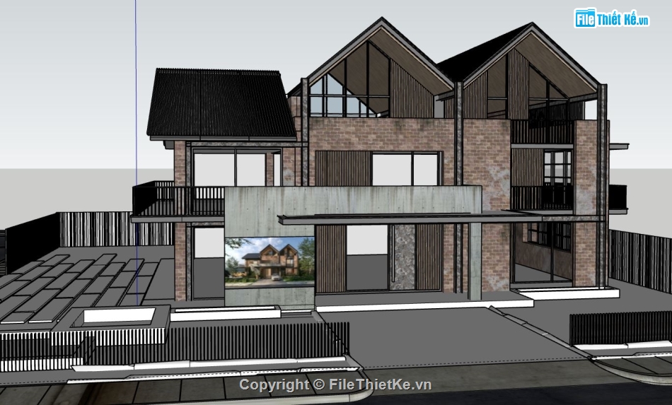 sketchup biệt thự 2 tầng,biệt thự sketchup,sketchup biệt thự,Model sketchup biệt thự