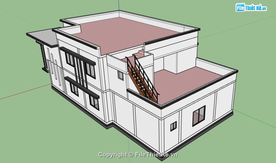 biệt thự 2 tầng su,mẫu biệt thự 2 tầng sketchup,bao cảnh biệt thự 2 tầng,biệt thự 2 tầng hiện đại