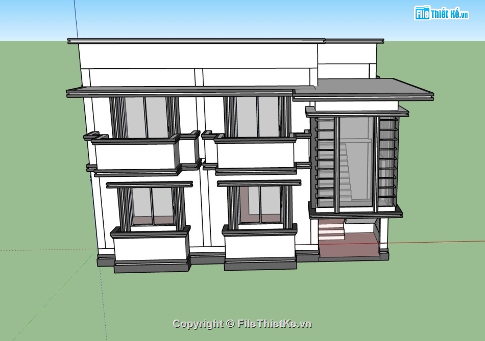 biệt thự 2 tầng su,mẫu biệt thự 2 tầng sketchup,bao cảnh biệt thự 2 tầng,biệt thự 2 tầng hiện đại