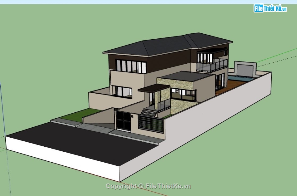 biệt thự 2 tầng,sketchup biệt thự,sketchup biệt thự 2 tầng,su biệt thự 2 tầng