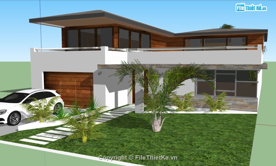 biệt thự sketchup,sketchup biệt thự,Model sketchup biệt thự,sketchup biệt thự 2 tầng