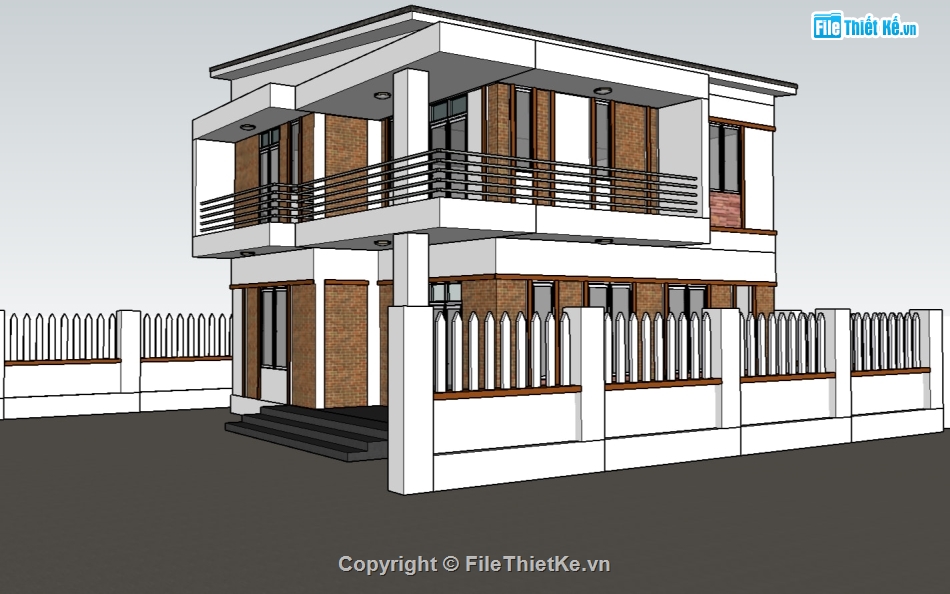 Phối cảnh biệt thự,biệt thự 2 tầng skp,file sketchup biệt thự 2 tầng,sketchup biệt thự 2 tầng