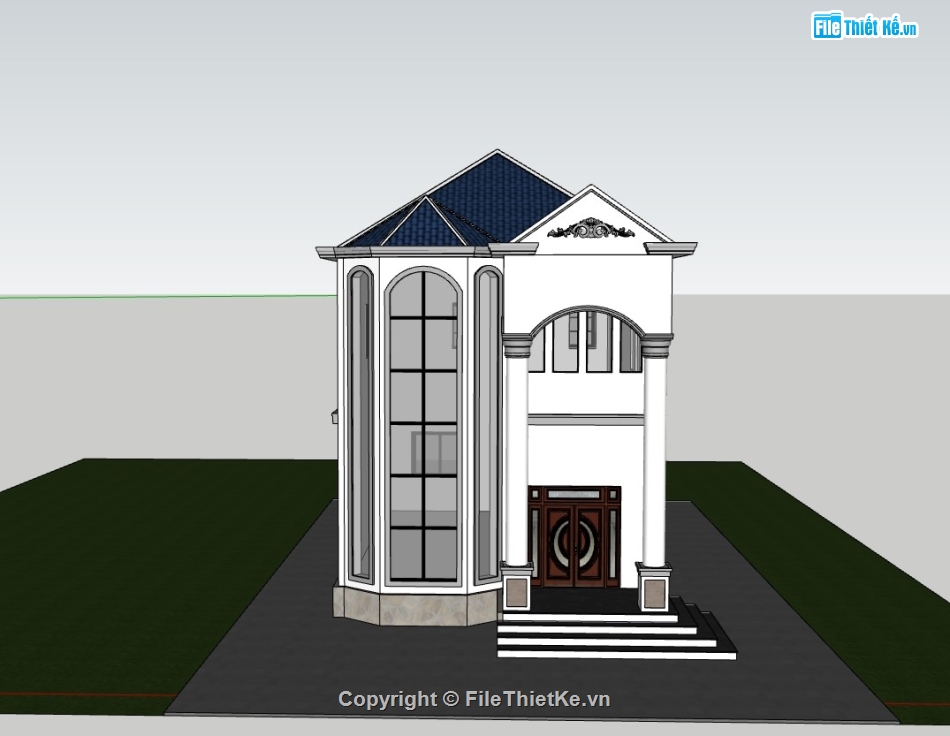 su biệt thự,sketchup biệt thự,su biệt thự 2 tầng,sketchup biệt thự 2 tầng