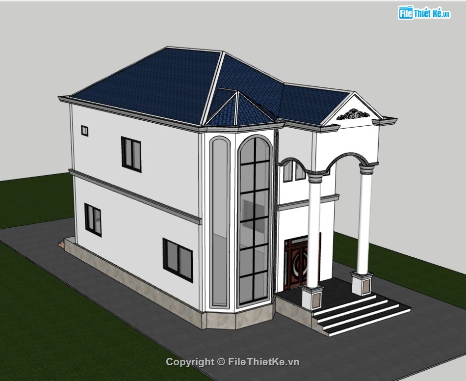 su biệt thự,sketchup biệt thự,su biệt thự 2 tầng,sketchup biệt thự 2 tầng