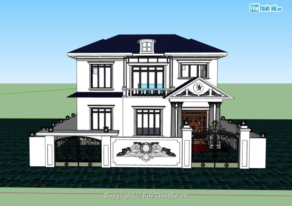 biệt thự sketchup,biệt thự 2 tầng,sketchup biệt thự,Model sketchup biệt thự,sketchup biệt thự 2 tầng,biệt thự tân cổ điển 2 tầng