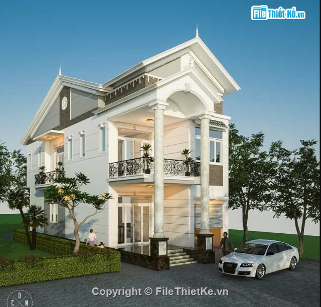 biệt thự sketchup,sketchup biệt thự,Model sketchup biệt thự,biệt thự đẹp 2 tầng