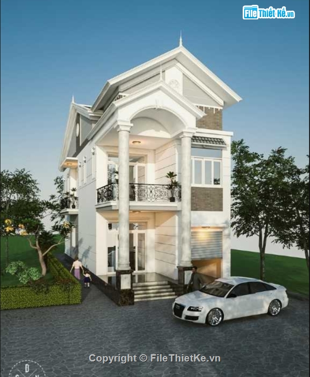 biệt thự sketchup,sketchup biệt thự,Model sketchup biệt thự,biệt thự đẹp 2 tầng