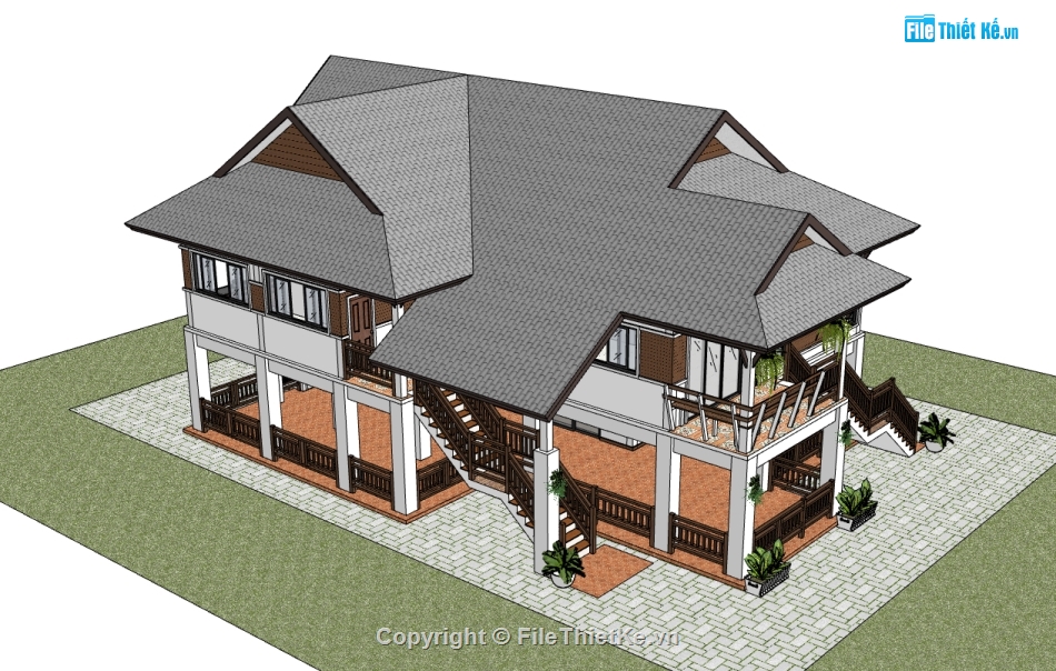 biệt thự 2 tầng,biệt thự sketchup,sketchup biệt thự,Model sketchup biệt thự,sketchup biệt thự 2 tầng,thiết kế biệt thự 2 tầng