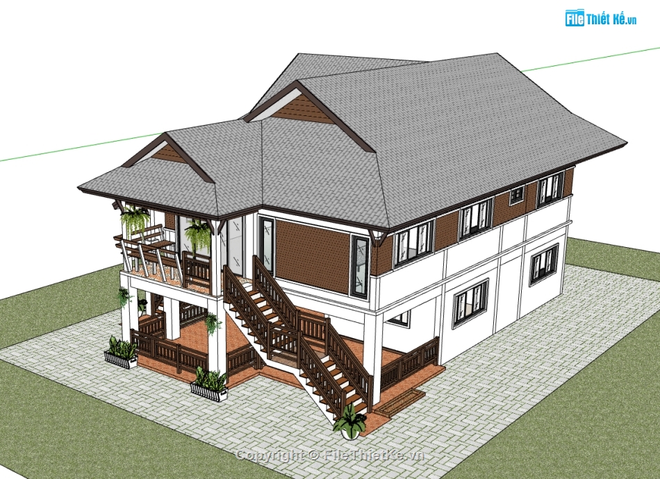 biệt thự 2 tầng,biệt thự sketchup,sketchup biệt thự,Model sketchup biệt thự,sketchup biệt thự 2 tầng,thiết kế biệt thự 2 tầng