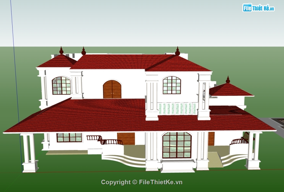 biệt thự 2 tầng,Model sketchup biệt thự,sketchup biệt thự 2 tầng,biệt thự  tầng