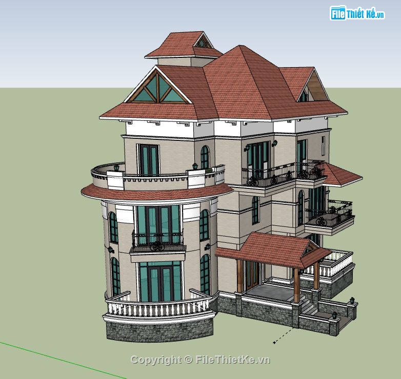 Biệt thự 3 tầng,model su biệt thự 3 tầng,file su biệt thự 3 tầng,biệt thự 3 tầng file su,biệt thự 3 tầng file sketchup