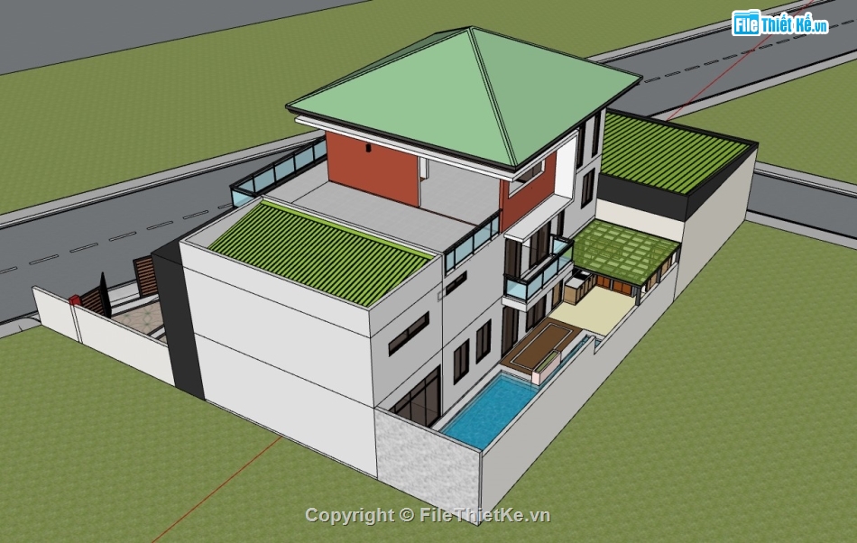 biệt thự 3 tầng,biệt thự sketchup,su biệt thự 3 tầng,sketchup biệt thự 3 tầng,su biệt thự