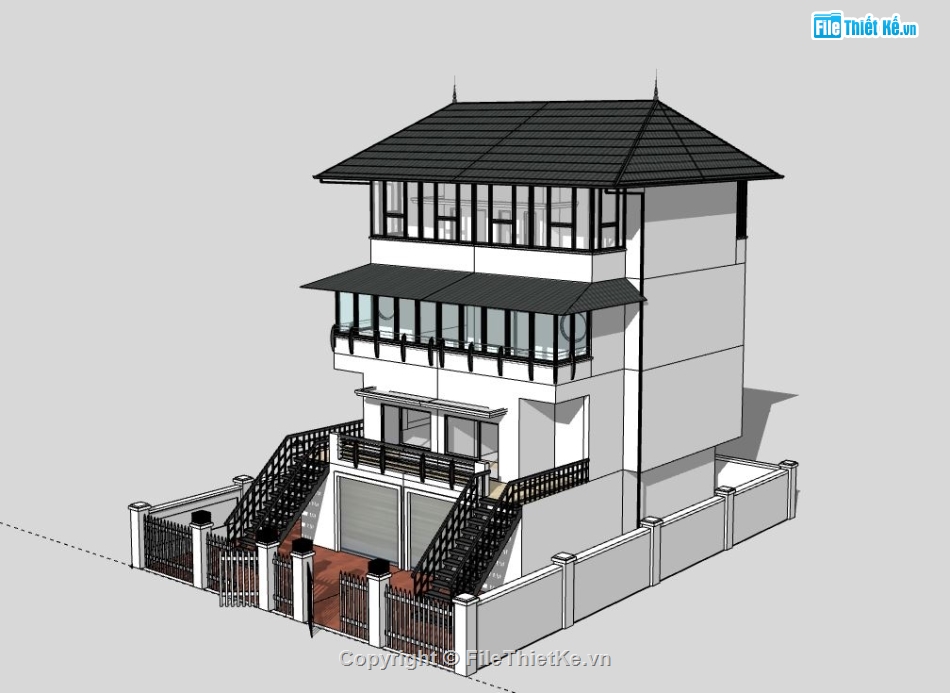 Biệt thự 3 tầng,model su biệt thự 3 tầng,file sketchup biệt thự 3 tầng,biệt thự 3 tầng file sketchup,sketchup biệt thự 3 tầng