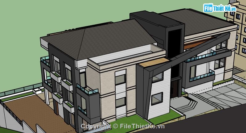 Biệt thự 3 tầng,model su biệt thự 3 tầng,file sketchup biệt thự 3 tầng,biệt thự 3 tầng file su,sketchup biệt thự 3 tầng