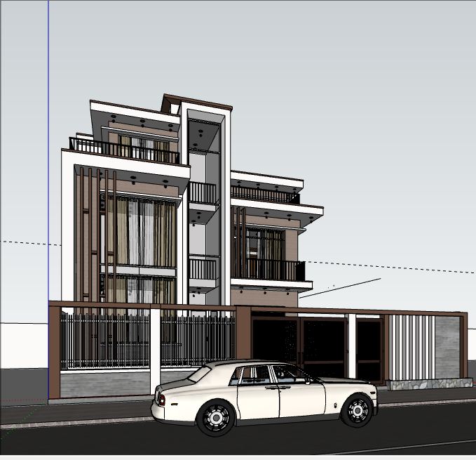 Sketchup 3 tầng,Sketchup,mẫu biệt thự sketchup,sketchup biệt thự