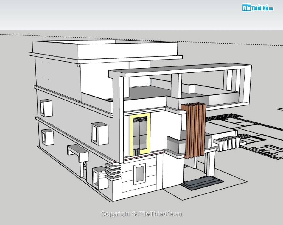 biệt thự 3 tầng,su biệt thự,biệt thự sketchup