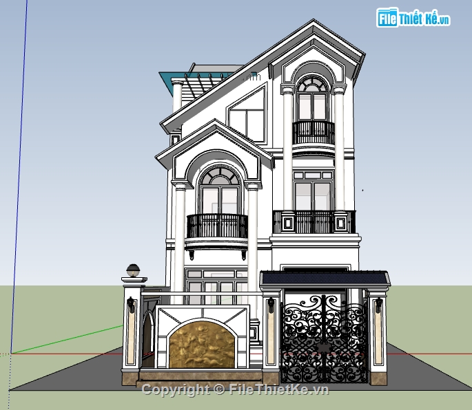 biệt thự 3 tầng,Su biệt thự 3 tầng,File su biệt thự 3 tầng,Sketchup biệt thự 3 tầng