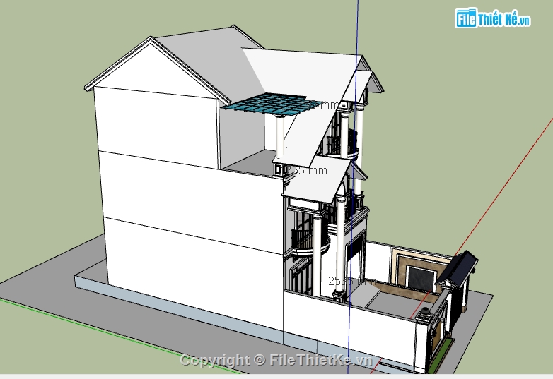 biệt thự 3 tầng,Su biệt thự 3 tầng,File su biệt thự 3 tầng,Sketchup biệt thự 3 tầng