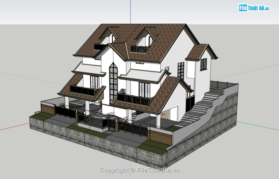 biệt thự 3 tầng,biệt thự sketchup,sketchup biệt thự,Model sketchup biệt thự,sketchup biệt thự 3 tầng,biệt thự  3 tầng
