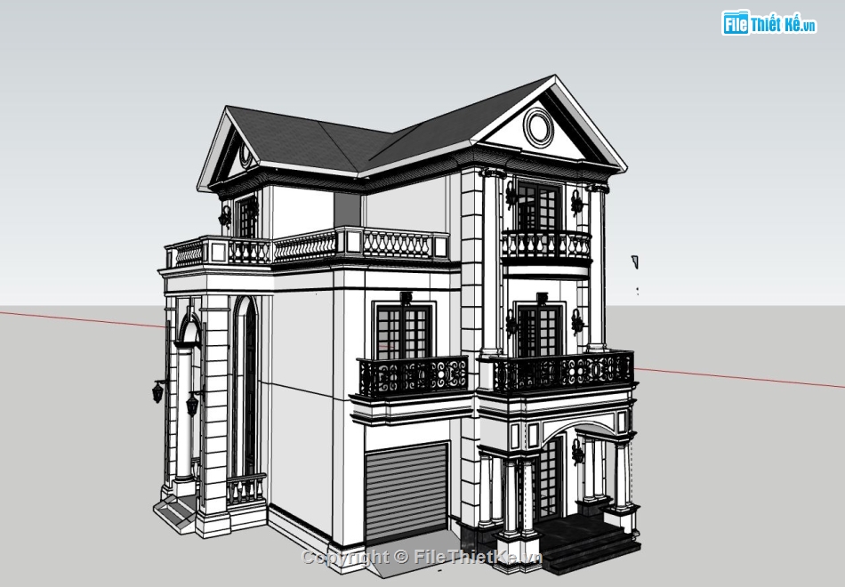 biệt thự 3 tầng,model su biệt thự 3 tầng,kiến trúc biệt thự,biệt thự tân cổ điển