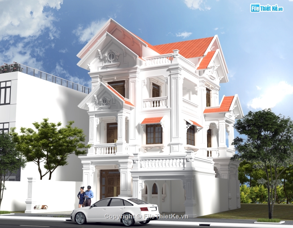 biệt thự cổ điển 3 tầng,Model sketchup biệt thự 3 tầng,Mẫu biệt thự 3 tầng kiểu Pháp,Biệt thự kiểu Pháp 3 tầng,Biệt thự tân cổ điển 3 tầng,Thiết kế biệt thự tân cổ điển 3 tầng