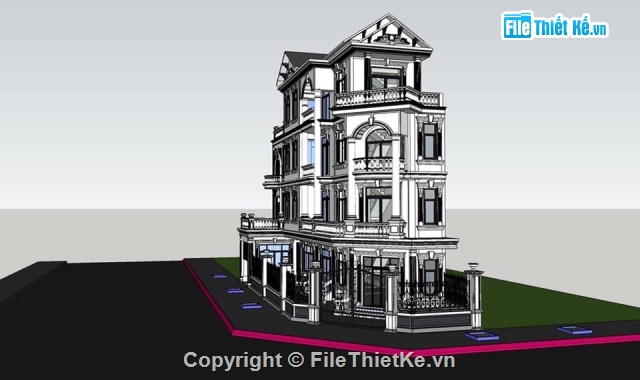 biệt thự 4 tầng,biệt thự sketchup,sketchup biệt thự,Model sketchup biệt thự