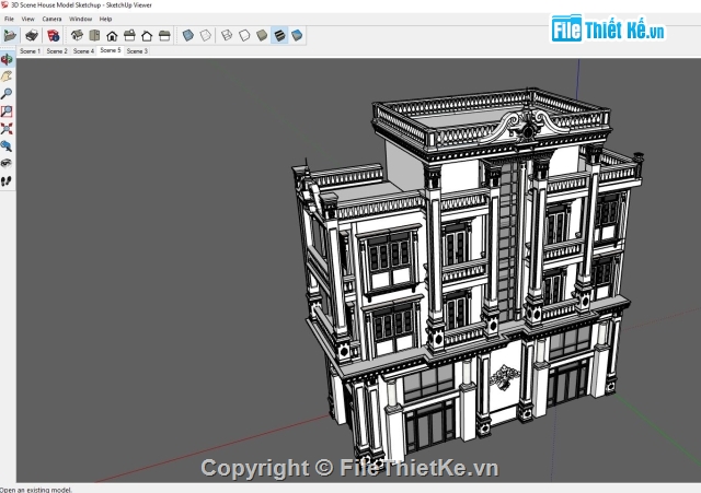 Biệt thự tân cổ điển,Biệt thự,BT cổ điển,Sketchup biệt thự cổ điển