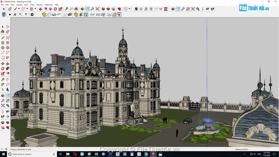 Su biệt thự lâu đài,biệt thự châu âu sketchup,Model sketchup biệt thự,Sketchup biệt thự cổ,lâu đài su