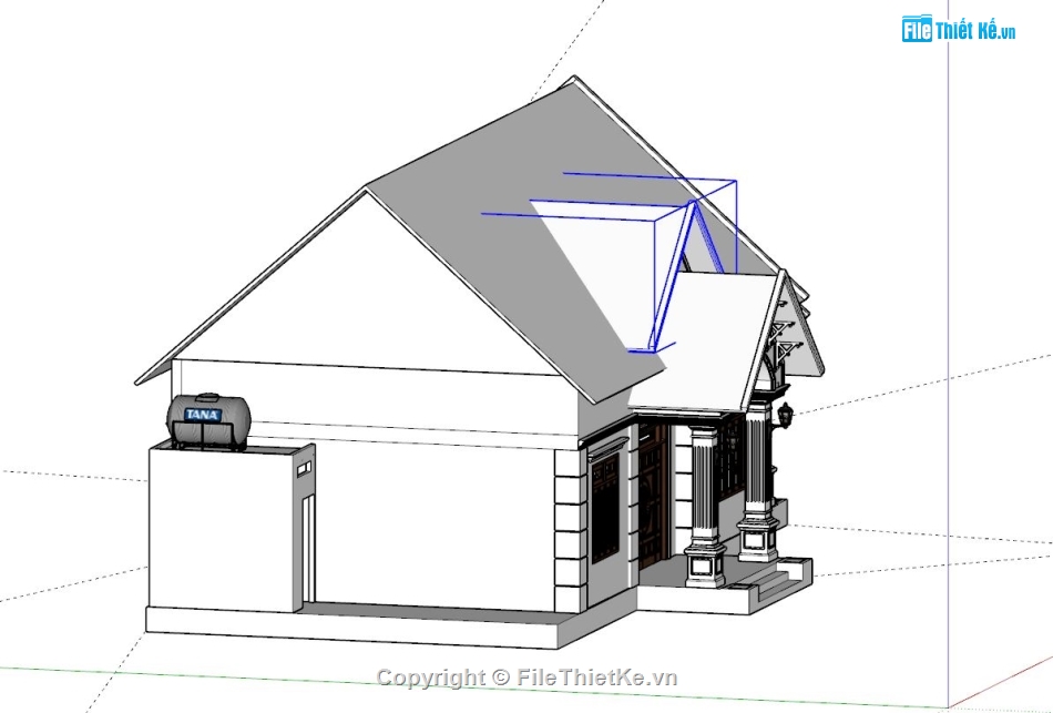 File sketchup biệt thự mái thái,model sketchup biệt thự 1 tầng,Sketchup biệt thự mái thái,Biệt thự mái thái model su,Biệt thự mái thái model Sketchup