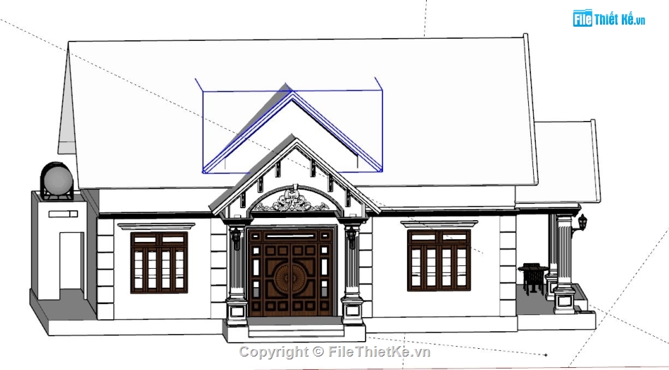 File sketchup biệt thự mái thái,model sketchup biệt thự 1 tầng,Sketchup biệt thự mái thái,Biệt thự mái thái model su,Biệt thự mái thái model Sketchup