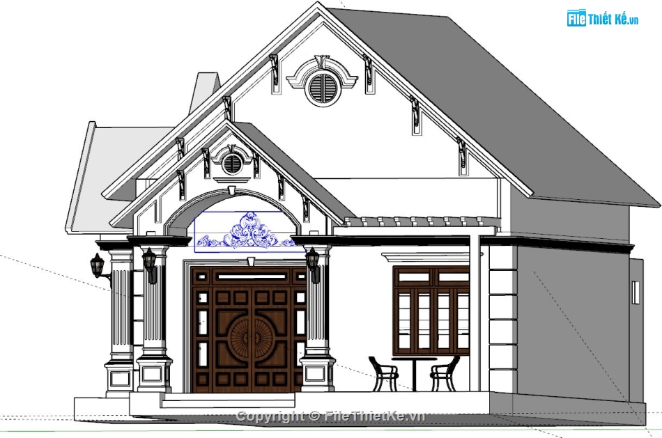 File sketchup biệt thự mái thái,model sketchup biệt thự 1 tầng,Sketchup biệt thự mái thái,Biệt thự mái thái model su,Biệt thự mái thái model Sketchup