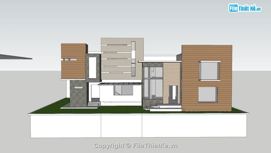 biệt thự hiện đại,biệt thự phố,Model sketchup biệt thự hiện đại