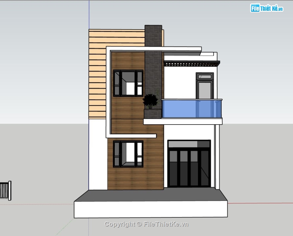 biệt thự sketchup,biệt thự phố 2 tầng,model sketchup nhà phố,thiết kế nhà phố hiện đại