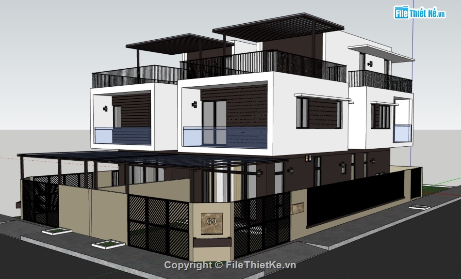 biệt thự sketchup,sketchup biệt thự,Model sketchup biệt thự,su biệt thự,biệt thự song lập