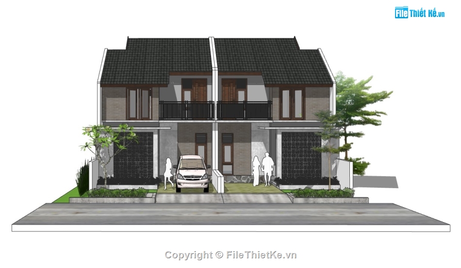 biệt thự mới,biệt thự sketchup,sketchup biệt thự,Model sketchup biệt thự,song lập