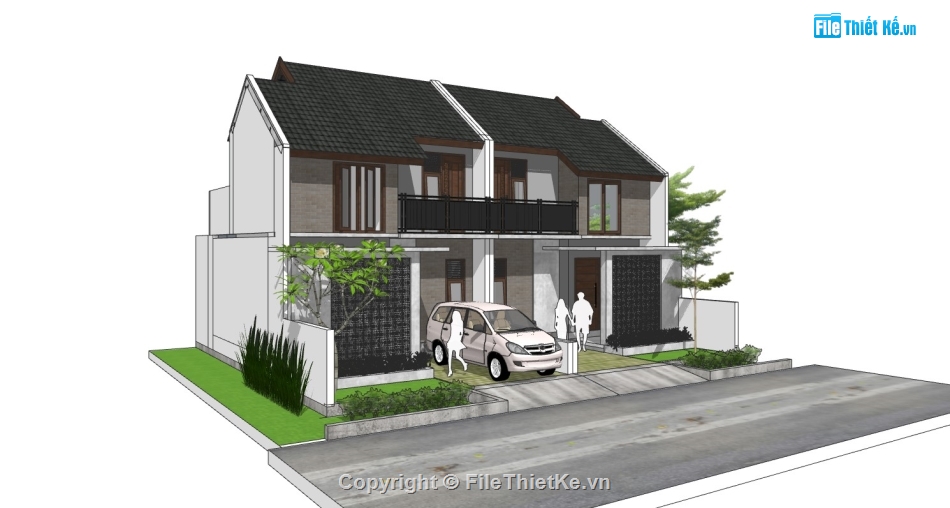 biệt thự mới,biệt thự sketchup,sketchup biệt thự,Model sketchup biệt thự,song lập