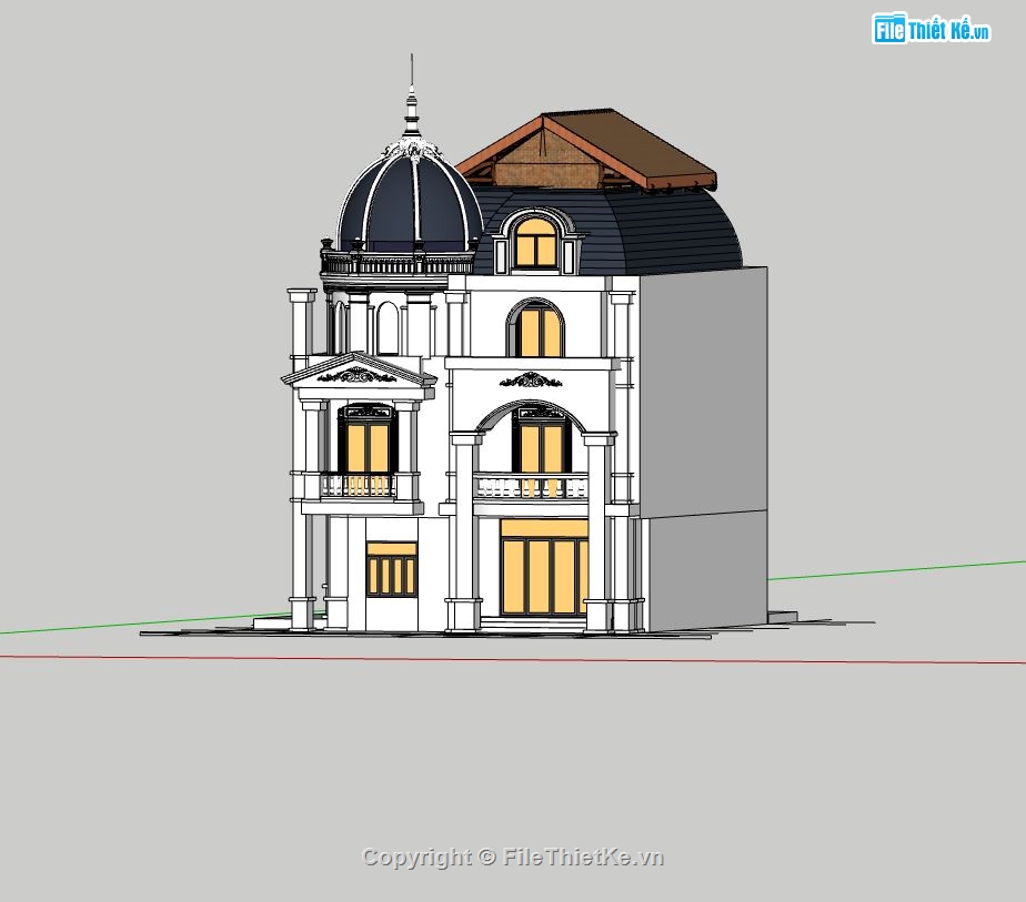 Model sketchup biệt thự,biệt thự 3 tầng sketchup,file sketchup biệt thự 3 tầng