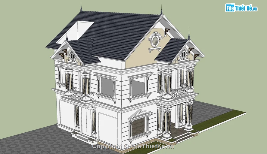 biệt thự sketchup,Model tân cổ điển sketchup,model biệt thự