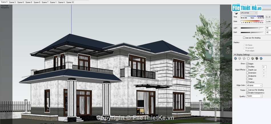 biệt thự hiện đại,biệt thự 2 tầng,biệt thự villa,sketchup biệt thự 2 tầng hiện đại,Sketchup biệt thự hiện đại