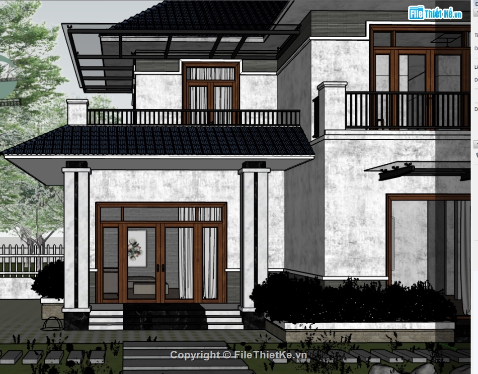 biệt thự hiện đại,biệt thự 2 tầng,biệt thự villa,sketchup biệt thự 2 tầng hiện đại,Sketchup biệt thự hiện đại