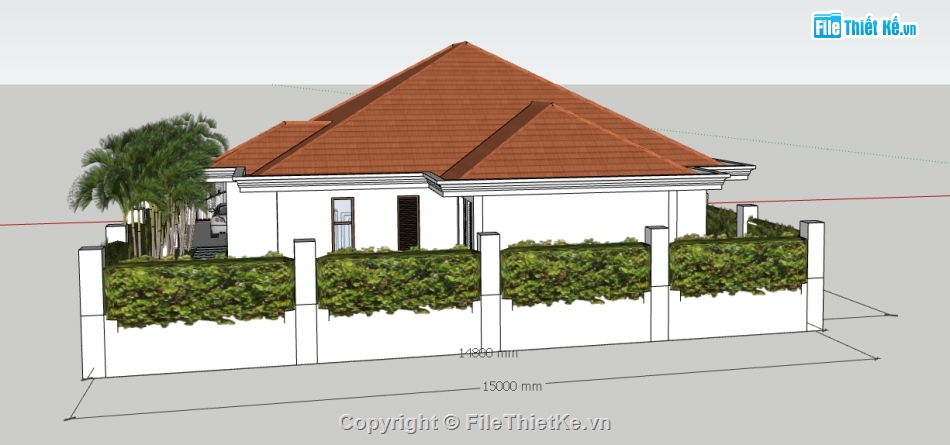 biệt thự 1 tầng sketchup,sketchup biệt thự 1 tầng,sketchup nhà 1 tầng,file su biệt thự 1 tầng,model su nhà 1 tầng,file sketchup nhà 1 tầng