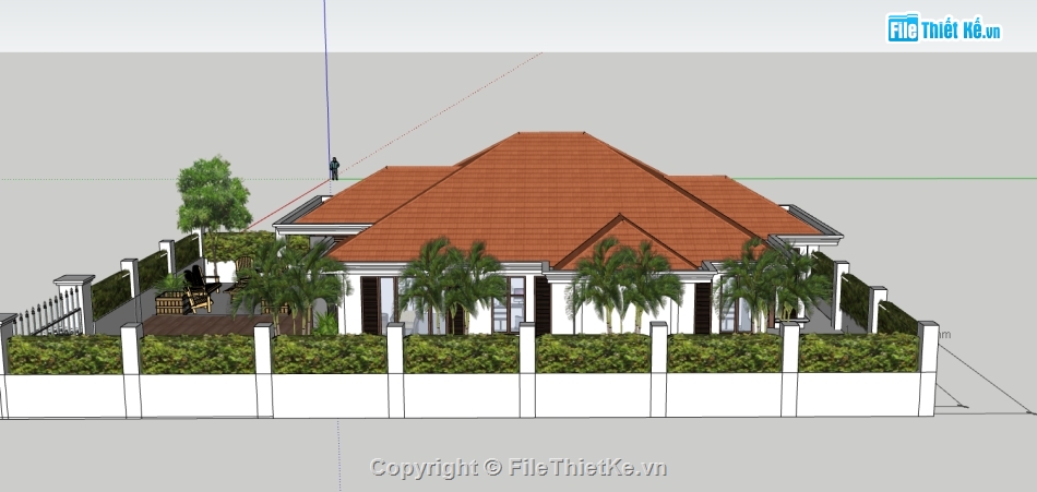 biệt thự 1 tầng sketchup,sketchup biệt thự 1 tầng,sketchup nhà 1 tầng,file su biệt thự 1 tầng,model su nhà 1 tầng,file sketchup nhà 1 tầng