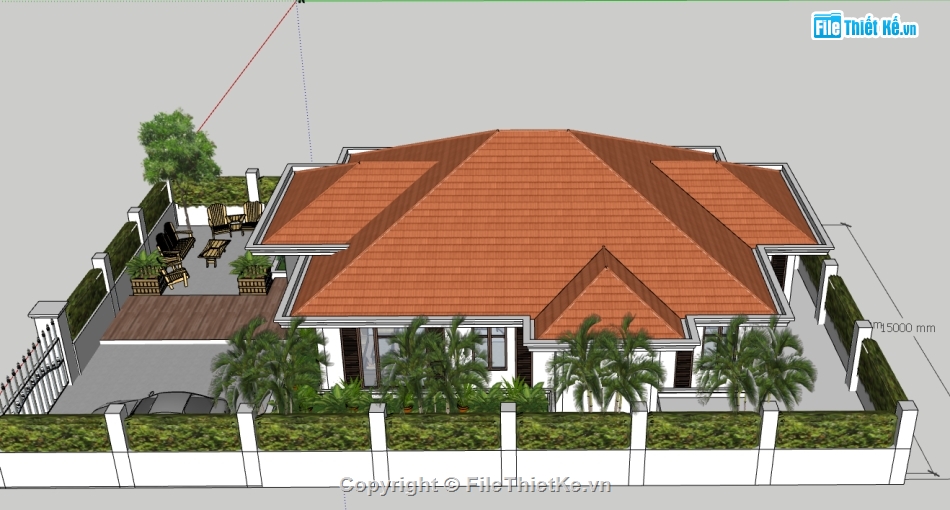 biệt thự 1 tầng sketchup,sketchup biệt thự 1 tầng,sketchup nhà 1 tầng,file su biệt thự 1 tầng,model su nhà 1 tầng,file sketchup nhà 1 tầng
