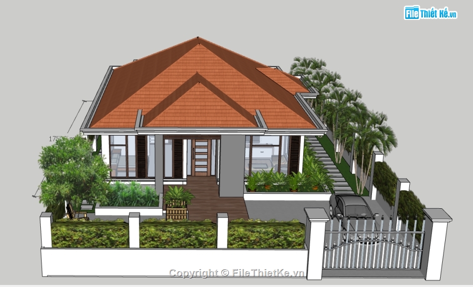 biệt thự 1 tầng sketchup,sketchup biệt thự 1 tầng,sketchup nhà 1 tầng,file su biệt thự 1 tầng,model su nhà 1 tầng,file sketchup nhà 1 tầng
