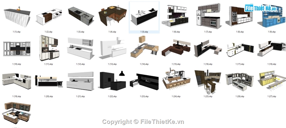 sketchup tủ bếp,File sketchup tủ bếp,model tủ bếp