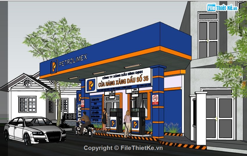 xăng dầu model su,Model Sketchup cây xăng,cây xăng file su,Sketchup xăng dầu