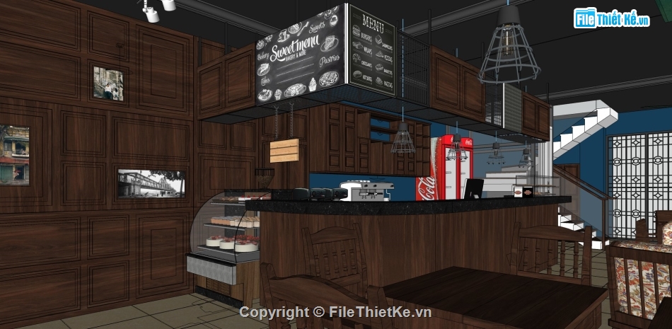 Model ghế nội thất cafe,chi tiết nội thất,Model nội thất,Sketchup chi tiết nội thất quán cà phê,Su nội thất quán cà phê