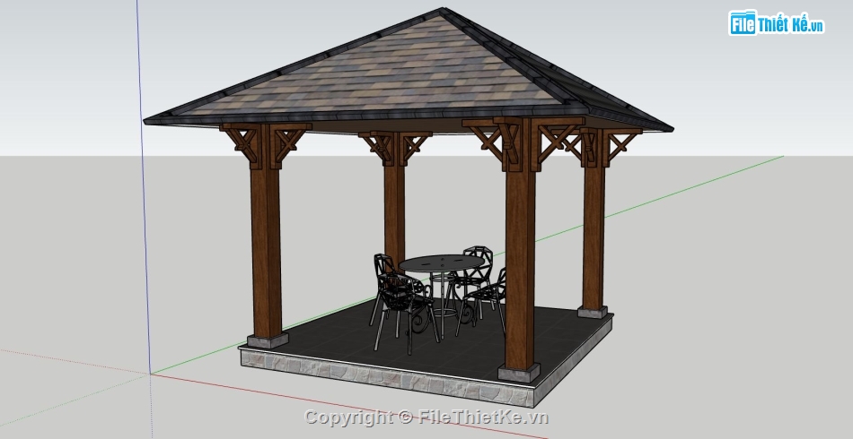 chòi nghỉ sketchup,mẫu chòi nghỉ sketchup,bản vẽ chòi nghỉ mát,3d su thiết kế chòi nghỉ